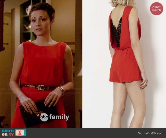 Topshop Lace Back Playsuit worn by Italia Ricci on Chasing Life