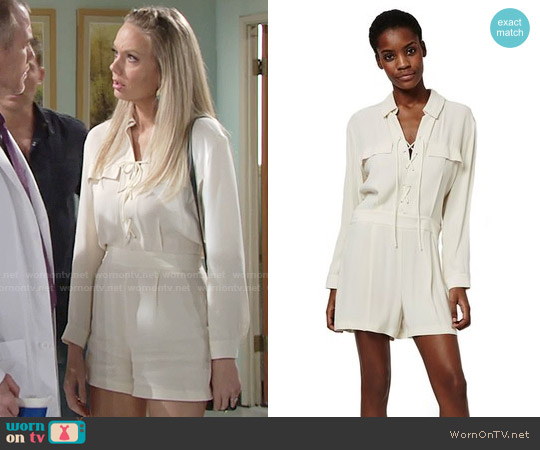 Topshop Lace-Up Long Sleeve Romper worn by Abby Newman (Melissa Ordway) on The Young and the Restless