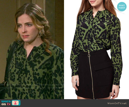 Topshop Leopard Print Button Front Shirt worn by Theresa Donovan (Jen Lilley) on Days of our Lives