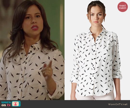 Topshop Lightning Bolt Print Shirt worn by Chloe Wepper on Manhattan Love Story