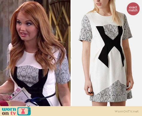 Topshop Mixed Media Fit & Flare Dress worn by Debby Ryan on Jessie