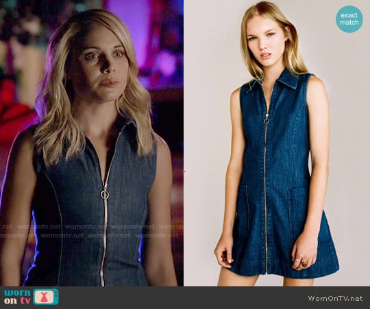 Topshop MOTO Denim Zip Front Dress worn by Camille O'Connell (Leah Pipes) on The Originals