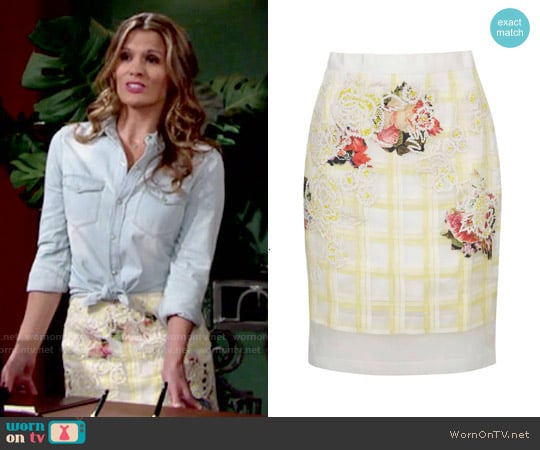 Topshop Organza Check Floral Skirt worn by Chelsea Lawson (Melissa Claire Egan) on The Young and the Restless