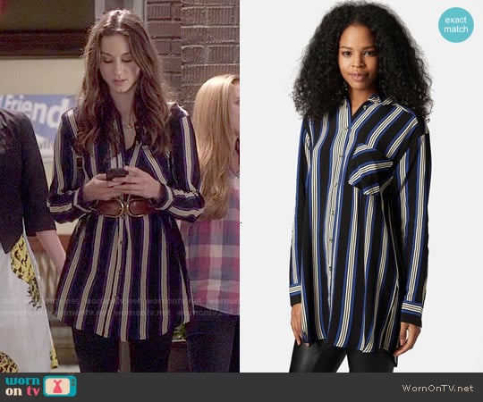 Topshop Oversize Stripe Shirt worn by Spencer Hastings (Troian Bellisario) on Pretty Little Liars