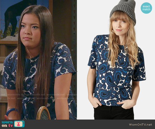 Topshop Paisley Pocket Tee worn by Jasmine Kang (Piper Curda) on I Didnt Do It