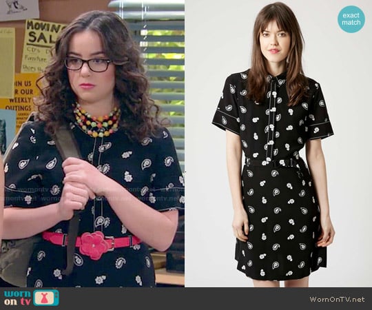 Topshop Paisley Stitch Detail Tea Dress worn by Delia Delfano (Sarah Gilman) on I Didnt Do It