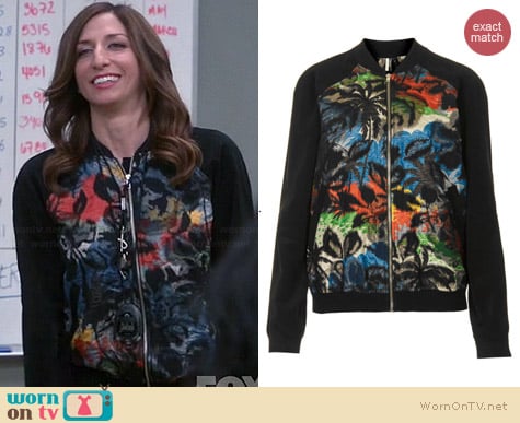 Topshop Palm Jacquard Bomber Jacket worn by Chelsea Peretti on Brooklyn 99