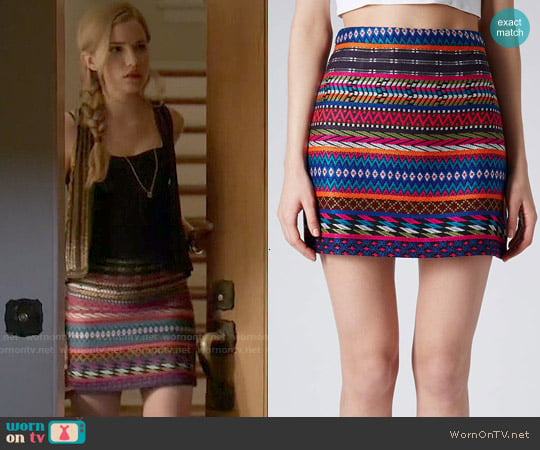 Topshop Patterned Blanket A-Line Skirt worn by Emma Duval (Willa Fitzgerald) on Scream