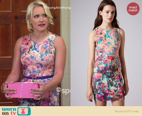 Topshop Photo Print Column Dress worn by Emily Osment on Young & Hungry