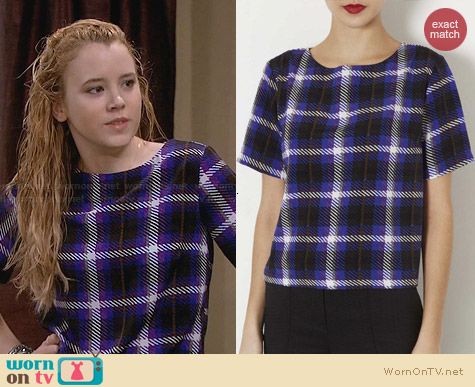 Topshop Purple Check Tee worn by Taylor Sprietler on Melissa & Joey