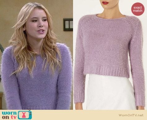 Topshop Purple Fluffy Knit Crop Jumper worn by Taylor Sprietler on Melissa & Joey