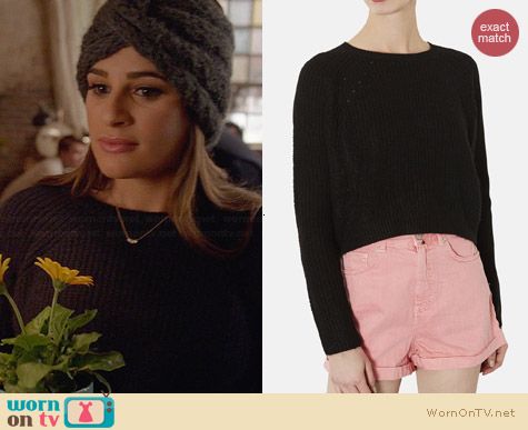 Topshop Ribbed Crop Sweater worn by Lea Michele on Glee