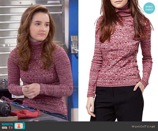 Topshop Ribbed Turtleneck Sweater in Dark Pink worn by Eve Baxter (Kaitlyn Dever) on Last Man Standing