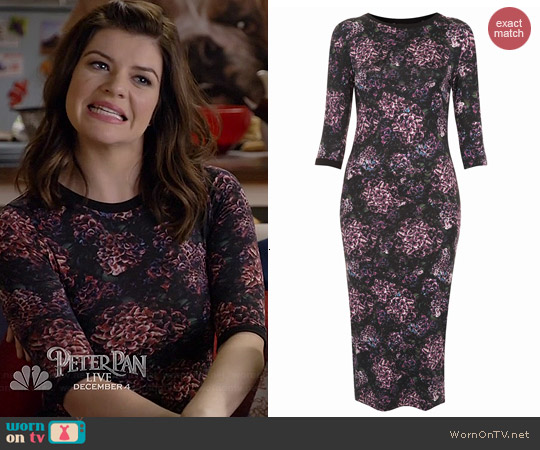 Topshop Romantic Floral Print Bodycon Dress worn by Casey Wilson on Marry Me