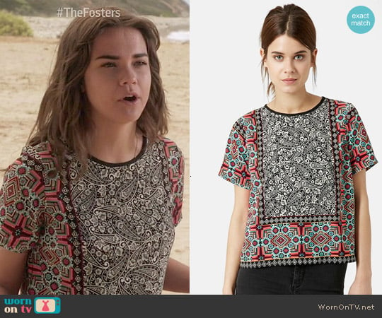 Topshop Scarf Print Top worn by Callie Jacob (Maia Mitchell) on The Fosters