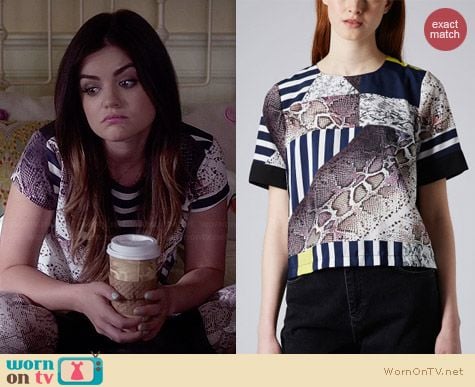 Topshop Snake Cutabout Tee worn by Lucy Hale on PLL