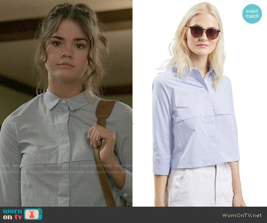 Topshop Stripe Crop Shirt worn by Callie Jacob (Maia Mitchell) on The Fosters