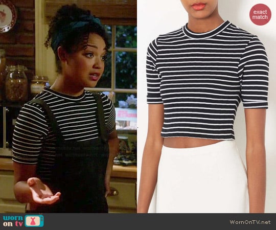 Topshop Stripe Crop Top worn by Beth (Aisha Dee) on Chasing Life