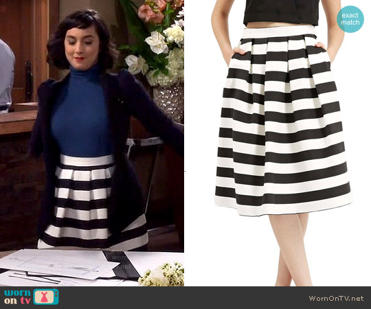 Topshop Stripe Midi Skirt worn by Mandy Baxter ( Molly Ephraim) on Last Man Standing