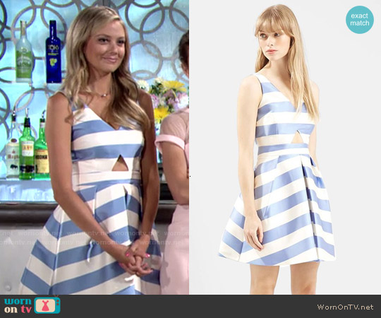 Topshop Stripe V-neck Cutout Dress worn by Abby Newman (Melissa Ordway) on The Young and the Restless