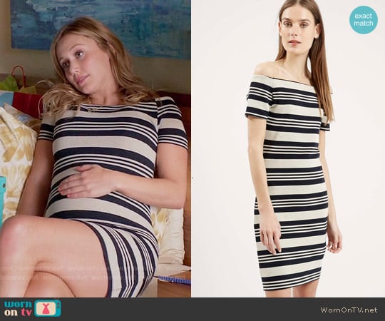 Topshop Striped Bardot Bodycon Dress worn by Becca Riley (Julianna Guill) on Girlfriends Guide to Divorce