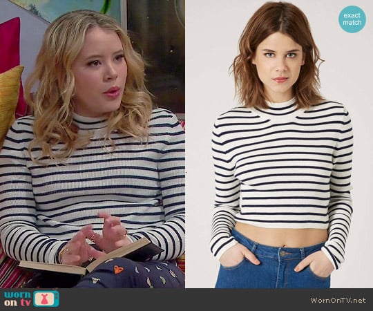 Topshop Striped Funnel Neck Crop Sweater worn by Lennox Scanlon (Taylor Spreitler) on Melissa and Joey