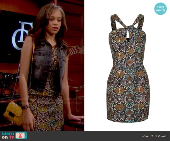 Topshop Twist Front Print Dress worn by Nicole Avant (Reign Edwards) on The Bold and the Beautiful