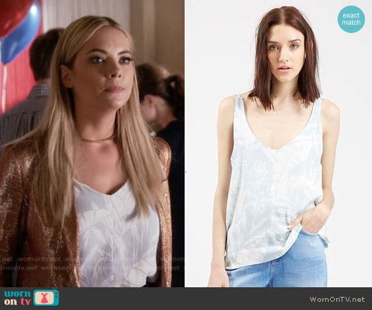 Topshop V-neck Palm Print Camisole worn by Hanna Marin (Ashley Benson) on Pretty Little Liars