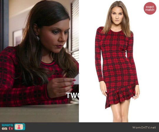 Torn by Ronny Kobo Abir London Plaid Sweater Dress worn by Mindy Kaling on The Mindy Project