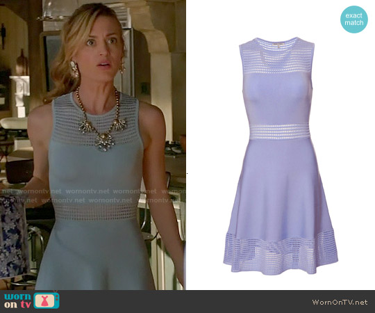 Torn by Ronny Kobo Sleeveless Open Stitch Flare Dress worn by Paige Collins (Brooke D'Orsay) on Royal Pains