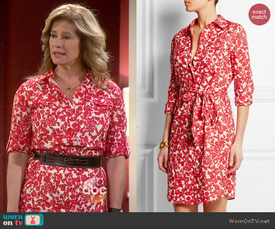 Tory Burch Brigitte Printed Cotton Shirt Dress worn by Vanessa Baxter (Nancy Travis) on Last Man Standing