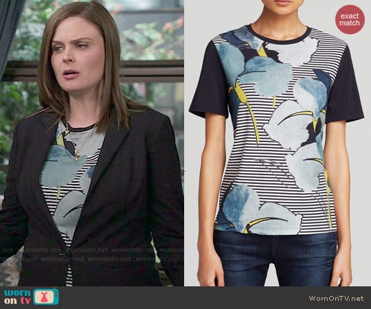 Tory Burch Cathy Floral Stripe Tee worn by Temperance 'Bones' Brennan (Emily Deschanel) on Bones