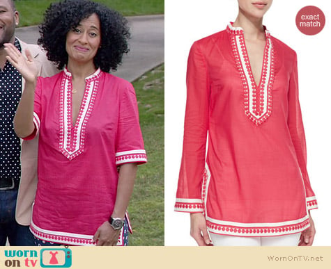 Tory Burch Embroidered Split Neck Turnic worn by Tracee Ellis Ross on Black-ish