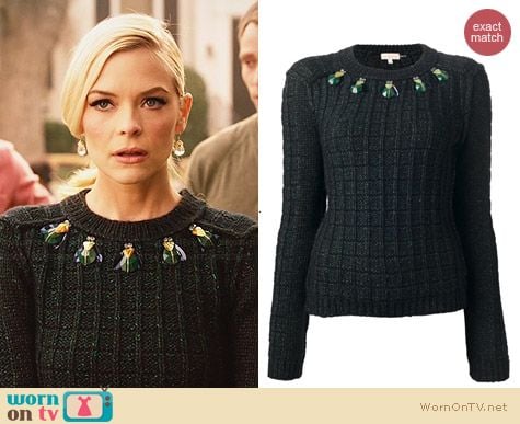 Tory Burch Lucy Bug Embellished Sweater worn by Jaime King on Hart of Dixie