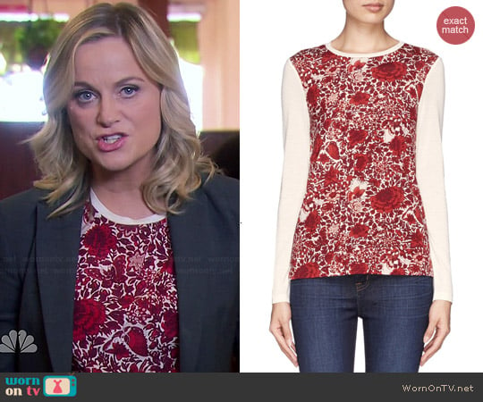 Tory Burch Roanan Floral Top worn by Amy Poehler on Parks & Rec