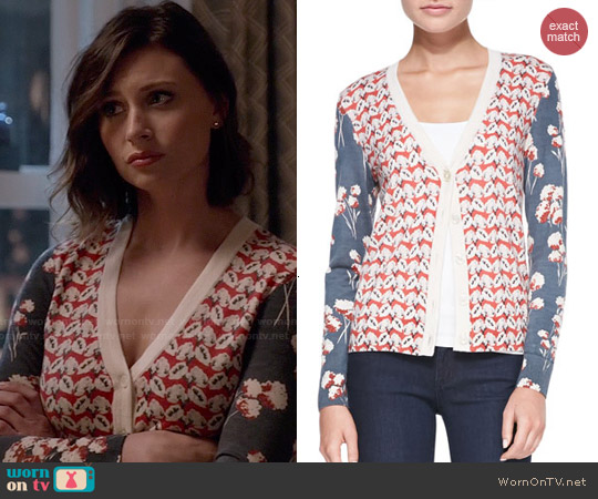 Tory Burch 'Shia' Mixed Print Wool Cardigan worn by Peyton Charles (Aly Michalka) on iZombie