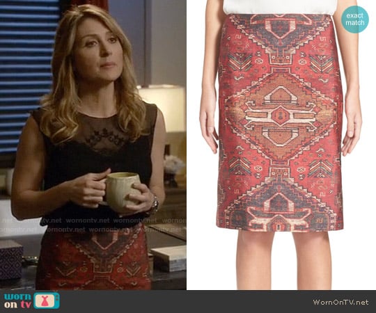 Tory Burch Tapestry Print Pencil Skirt worn by Maura Isles (Sasha Alexander) on Rizzoli and Isles