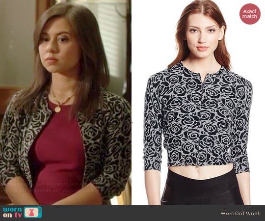 Tracy Reese Rose Printed Cardigan worn by Chloe Wepper on Manhattan Love Story