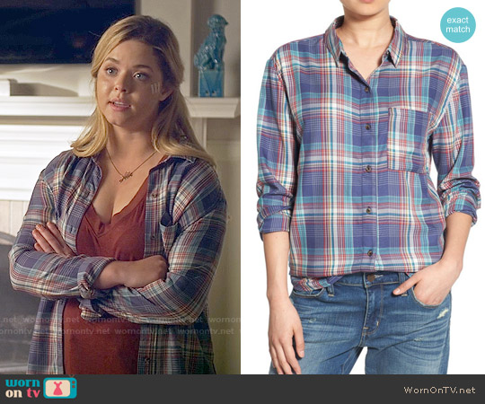 Treasure & Bond Drapey Plaid Boyfriend Shirt worn by Alison DiLaurentis (Sasha Pieterse) on Pretty Little Liars