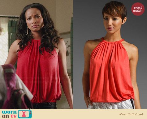 Trina Turk Imma Top in Red worn by Rochelle Aytes on Mistresses