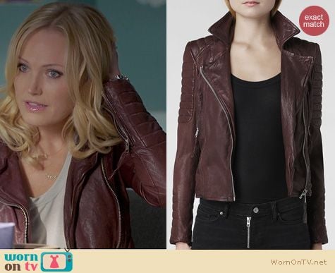 Trophy Wife Fashion: All Saints Oxblood Leather Jacket worn by Malin Akerman