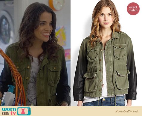 Trophy Wife Fashion: Current Elliott Lone Solder Ombre Jacket worn by Natalie Morales