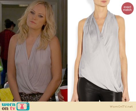 Trophy Wife Fashion: Helmut Lang Glassy Draped Top worn by Malin Akerman