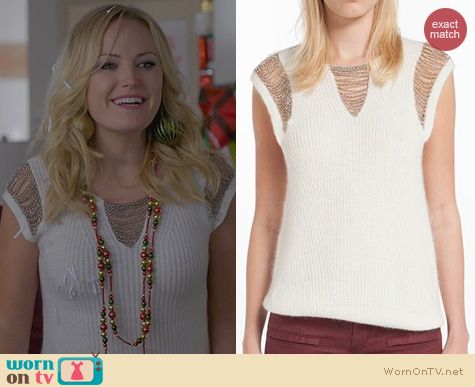 Trophy Wife Fashion: Maje Demoisell Chain Detail Sweater worn by Malin Akerman