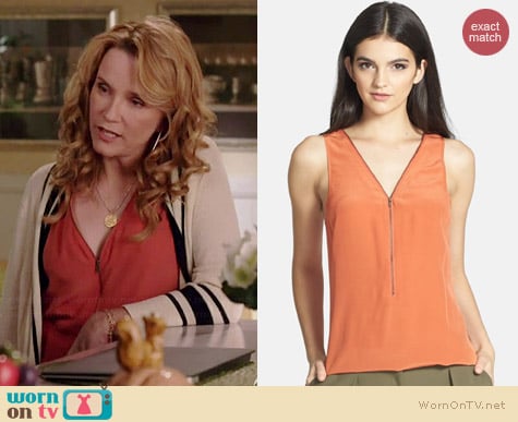 Trouve Zip Front Tank worn by Lea Thompson on Switched at Birth