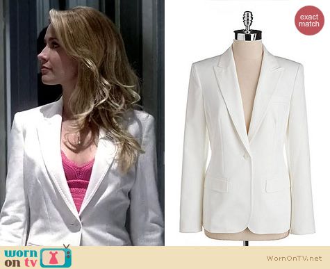 True Blood Fashion: Anne Klein White Single Button Blazer worn by Anna Camp