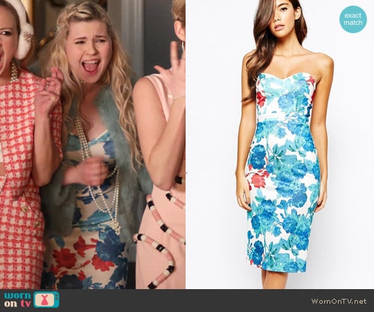 True Violet Midi Dress With Sweetheart Neck In All Over Floral Print worn by Chanel #5 (Abigail Breslin) on Scream Queens