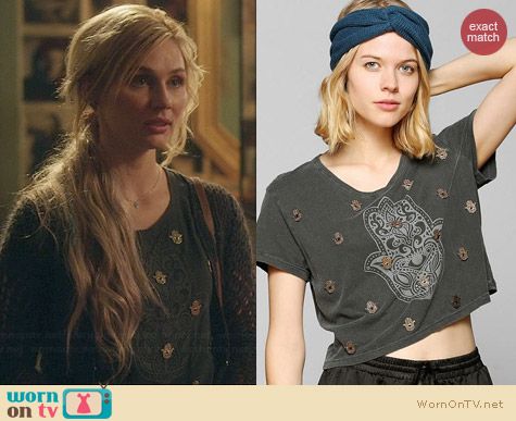 Truly Madly Deeply Embellished Hamsa Crop Tee worn by Clare Bowen on Nashville