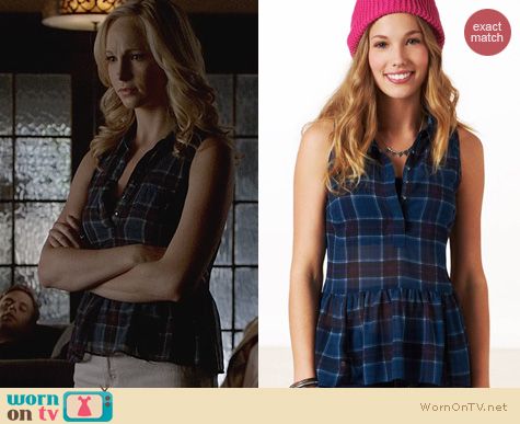 TVD Fashion: AE Printed Chiffon Peplum Tank worn by Candice Accola