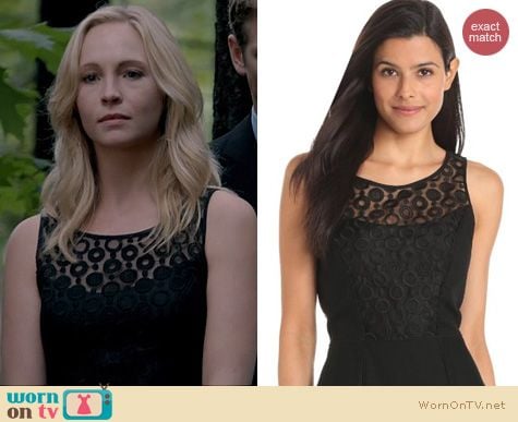 TVD Fashion: Jessica Simpson Lace Yoke Peplum Illusion Dress worn by Candice Accola